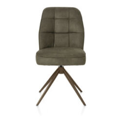 Bell, eetkamerstoel - steelbrown frame - draaibaar - pocket - stof calabria - mosgroen