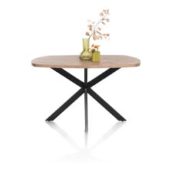 Pavarotti, eetkamertafel 150 x 120 cm - ovaal - centrale poot metaal