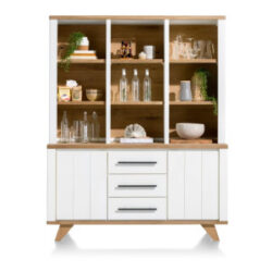 Jardin, vaisselier 160 cm - 2-portes + 3-tiroirs + 9-niches - blanc
