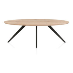 Arvada, eetkamertafel 220 x 110 cm, ellips, 4 poot - Rough off black