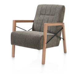 Northon, fauteuil met houten arm vintage clay / white / black