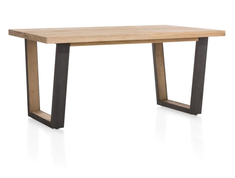 Metalox, Eetkamertafel 170 X 100 Cm - Met Rand Boomschors + V-Vorm Metalen / Houten Poot - Afbeelding 2