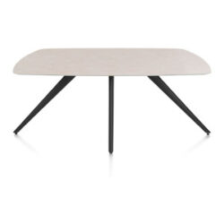 Saluti, eetkamertafel ovaal 180 x 105 cm. - 4 poot - rough off black - Light sand