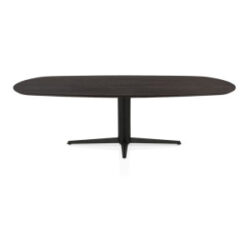 Caletta, eetkamertafel ovaal 240 x 105 cm. - eiken blad - centrale teenpoot zwart - Basalt
