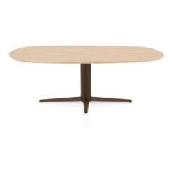 Caletta, eetkamertafel ovaal 210 x 100 cm. - eiken blad - centrale teenpoot steelbrown - Natural
