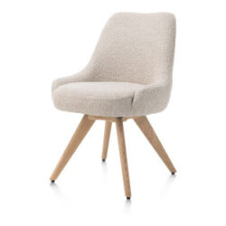 Rocco, eetkamerstoel - draaibaar + pocket - naturel eiken - stof Brioni - Creme