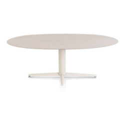 Saluti, eetkamertafel ellips 210 X 105 cm. - centrale teenpoot - creme - Light sand