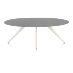 Saluti, eetkamertafel ellips 210 x 105 cm. - 4 poot - cr&egrave;me - Antraciet