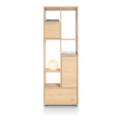 Lugana, roomdivider 76 cm - 2-deuren + 1-lade + 5-niches - natural