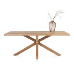 Nyborg, eetkamertafel 200 x 100 cm - rechte zijkant - centrale poot hout
