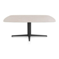 Saluti, eetkamertafel ovaal 180 X 105 cm. - centrale teenpoot - rough off black - Light sand