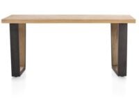 Metalox, eetkamertafel 170 x 100 cm - met rand boomschors + V-vorm metalen / houten poot