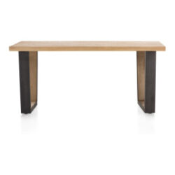 Metalox, table 170 x 100 cm - bords effet tronc d\'arbre + V-forme pied metal / bois
