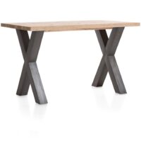 Metalox, bartafel 160 x 90 cm (hoogte: 92 cm) - met rand boomschors + X-vorm metalen poot - Afbeelding 2