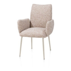 Bovina, chaise à accoudoirs - tissu Luton + ressorts nosag - piétement crème - cuivre