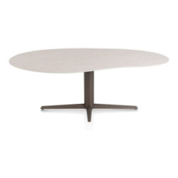 Saluti, eetkamertafel organisch 210 X 120 cm. - centrale teenpoot - steelbrown - Light sand