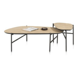 Hendrik, ensemble de 2 tables basse 63 x 120 / 62 x 44 cm - fishbone - natural