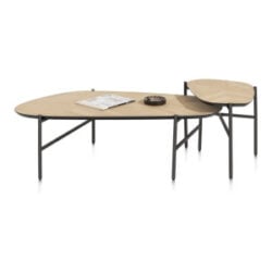 Hendrik, set van 2 salontafels 63 x 120 cm / 62 x 44 cm - fishbone - natural