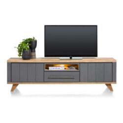 Jardin, buffet bas 210 cm - 1-tiroir + 1-niche + 2-portes rabattantes (+ LED) - Anthracite