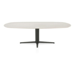 Caletta, eetkamertafel ovaal 240 x 105 cm. - HPL Primo Laminato blad - centrale teenpoot grafiet - Travertin