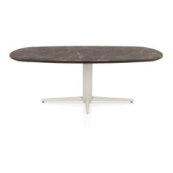 Caletta, eetkamertafel ovaal 210 x 100 cm. - HPL Primo Laminato blad - centrale teenpoot cr&egrave;me - Marble brown