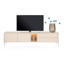 Trentino, Lowboard 240 cm. - 2-deuren + 2-laden + 1-niche - mdf gelakt - Creme
