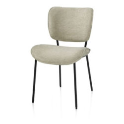 Julia, eetkamerstoel - 4-pootjes - rough off black - stof Vada - Salie groen