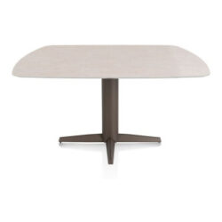 Saluti, eetkamertafel ovaal 150 X 105 cm. - centrale teenpoot - steelbrown - Light sand