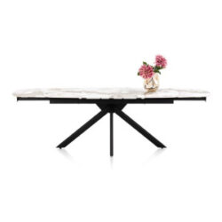 Axelle, Table extensible 180 (+2 x 40 cm) x 90 cm, céramique, marbre crème