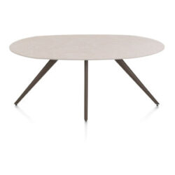 Saluti, eetkamertafel ellips 180 x 105 cm. - 4 poot - steelbrown - Light sand