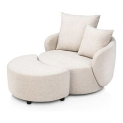 Elise, draaifauteuil met poef - stof Cloudy