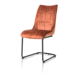 Mischa, chaise - pieds traineau rond + poignee - tissu karese - cuivre