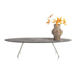 Niora, salontafel 150 x 50 cm - HPL marmer licht grijs - Silk grey