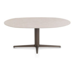 Saluti, eetkamertafel ellips 180 X 105 cm. - centrale teenpoot - steelbrown - Light sand