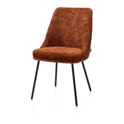 Isaac, chaise - 4 pieds - rough off black - tissu Derby - cuivre