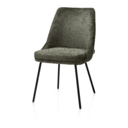 Isaac, chaise - 4 pieds - rough off black - tissu Derby - Vert