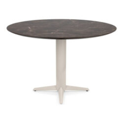 Caletta, bartafel rond 150 cm. - HPL Primo Laminato blad - centrale teenpoot cr&egrave;me - Marble brown