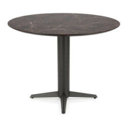 Caletta, table de bar rond 120 cm. - plateau en HPL Primo Laminato - pied central graphite - Marble brown