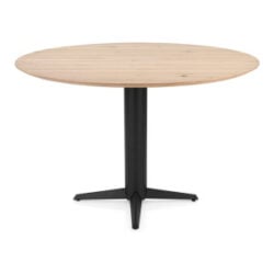 Caletta, bartafel rond 150 cm. - eiken blad - centrale teenpoot zwart - Natural
