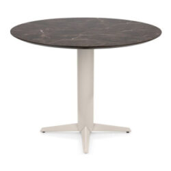 Caletta, bartafel rond 120 cm. - HPL Primo Laminato blad - centrale teenpoot cr&egrave;me - Marble brown