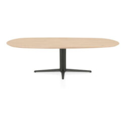 Caletta, table ovale 240 x 105 cm. - plateau en chêne - pied central graphite - Natural