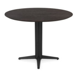 Caletta, table de bar rond 120 cm. - plateau en chêne - pied central noir - Basalt