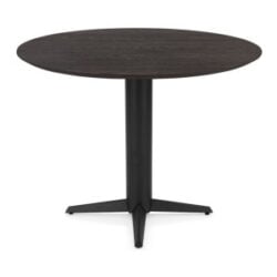 Caletta, bartafel rond 120 cm. - eiken blad - centrale teenpoot zwart - Basalt