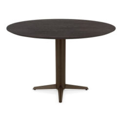 Caletta, bartafel rond 150 cm. - eiken blad - centrale teenpoot steelbrown - Basalt
