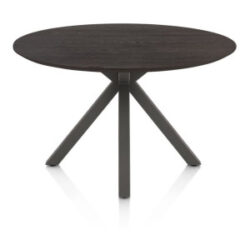 Caletta, table rond 120 cm. - plateau en ch&ecirc;ne - pied central en croix graphite - Basalt