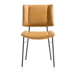 Tatum, chaise - pieds noir - tissu Pala - Jaune ocre