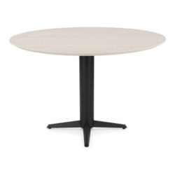 Caletta, table de bar rond 150 cm. - plateau en HPL Primo Laminato - pied central noir - Travertin