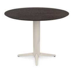 Caletta, table de bar rond 120 cm. - plateau en ch&ecirc;ne - pied central cr&egrave;me - Basalt