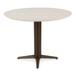 Caletta, table de bar rond 120 cm. - plateau en HPL Primo Laminato - pied central steelbrown - Travertin