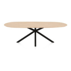Caletta, table ovale 240 x 105 cm. - plateau en chêne - pied central en croix noir - Natural